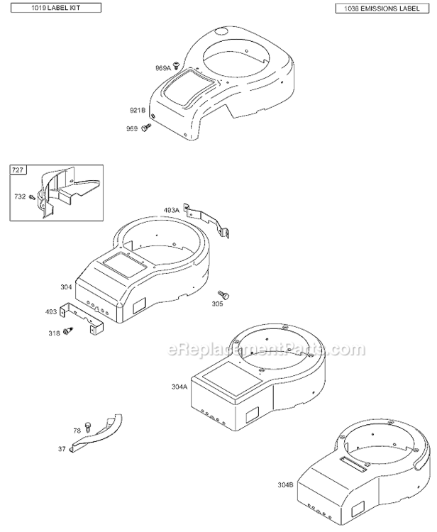 Page E Diagram and Parts List for 0132-E1 Briggs and Stratton Engine